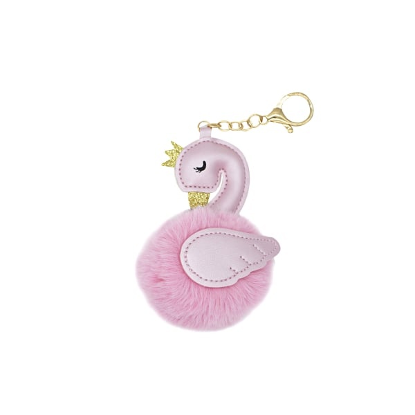 slide 1 of 1, Office Depot Brand Fuzzy Bag Charm, 4-3/4'', Pink Swan, 1 ct