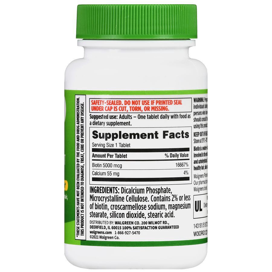 slide 3 of 5, Walgreens Biotin 5000 mcg, 100 ct