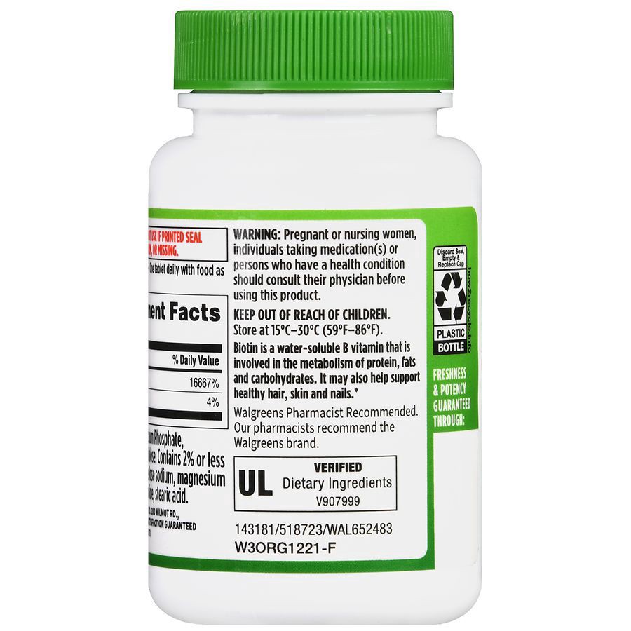slide 5 of 5, Walgreens Biotin 5000 mcg, 100 ct