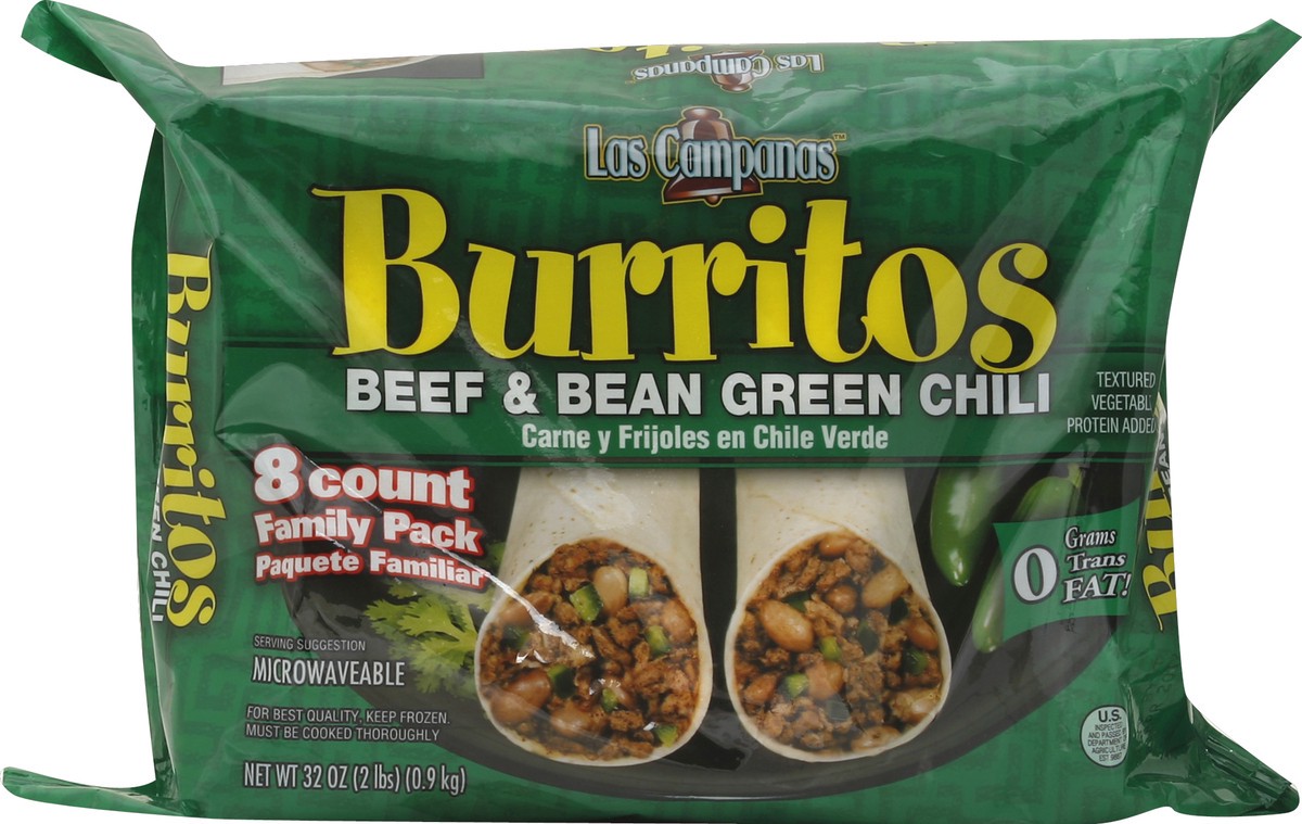 slide 2 of 5, Las Campanas Beef & Bean Green Chili Burritos, 32 oz