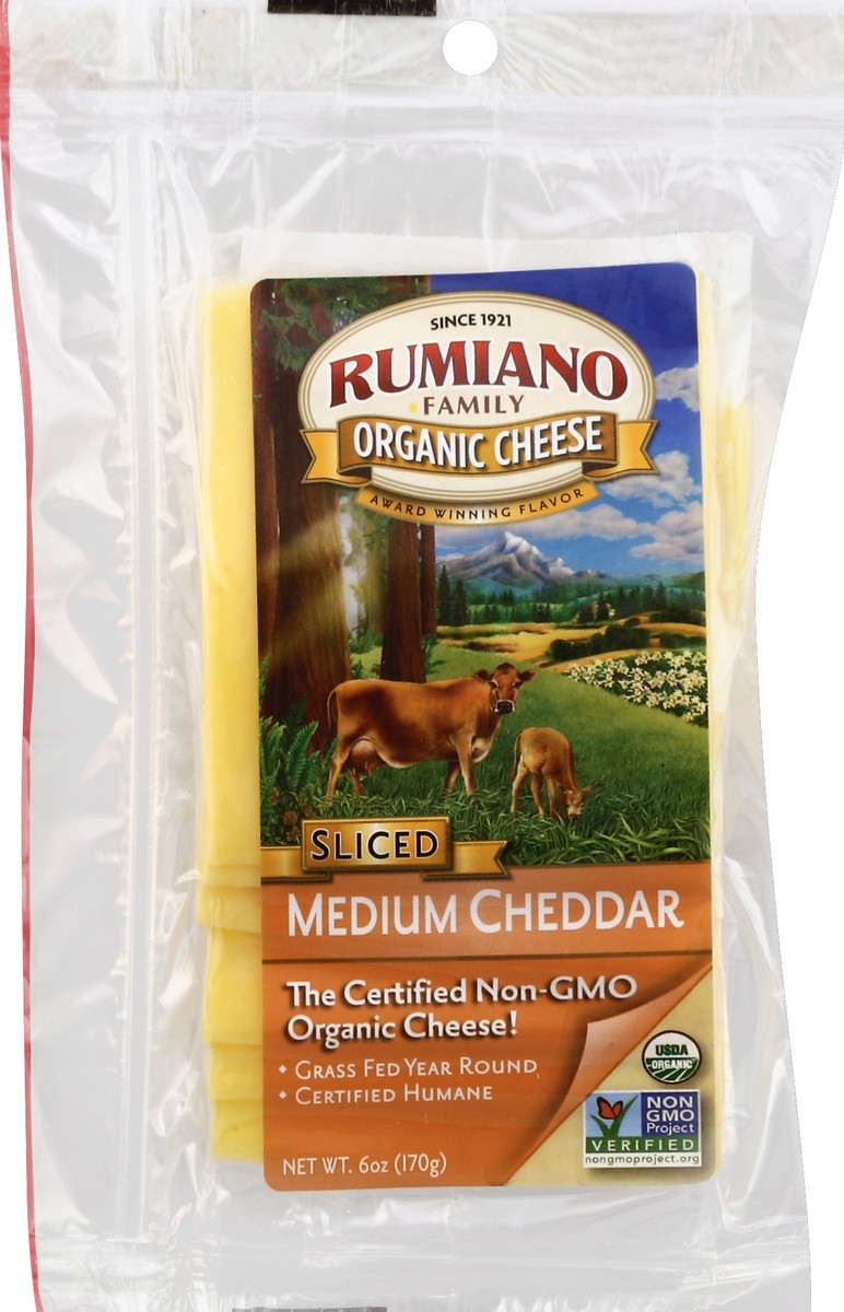 slide 2 of 3, Rumiano Organic Medium Cheddar Sliced, 6 oz