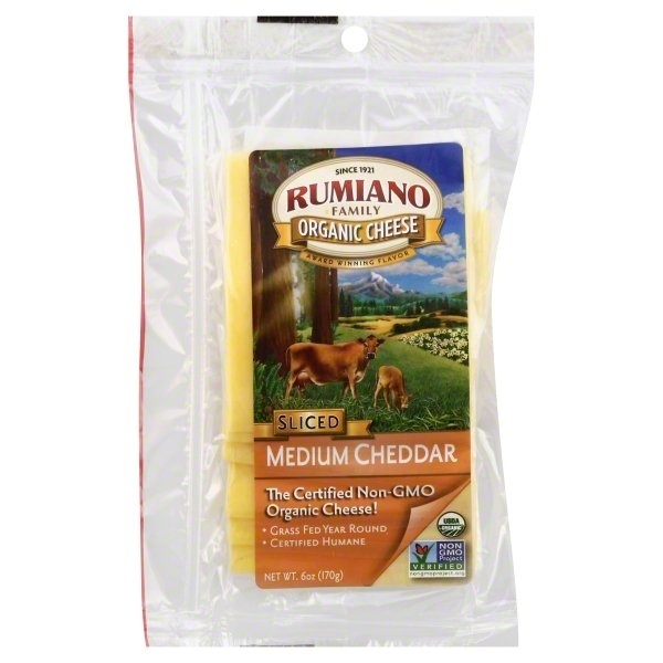 slide 1 of 3, Rumiano Organic Medium Cheddar Sliced, 6 oz