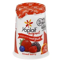 Yoplait Original Low Fat Mixed Berry Yogurt Cup, Made with Real Fruit, 6 oz