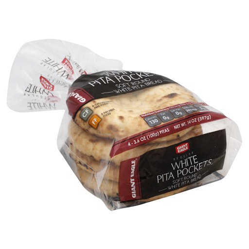 slide 1 of 1, Giant Eagle Pita Pockets, White, Regular, Soft Round, 14 oz