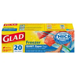 Glad Freezer Quart Zipper Bags 20 ea