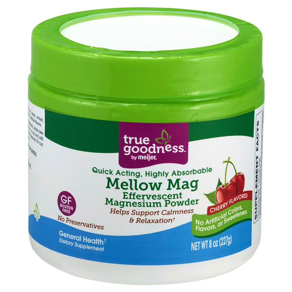 slide 1 of 1, True Goodness Mellow Mag Effervescent Magnesium Powder, 8 oz