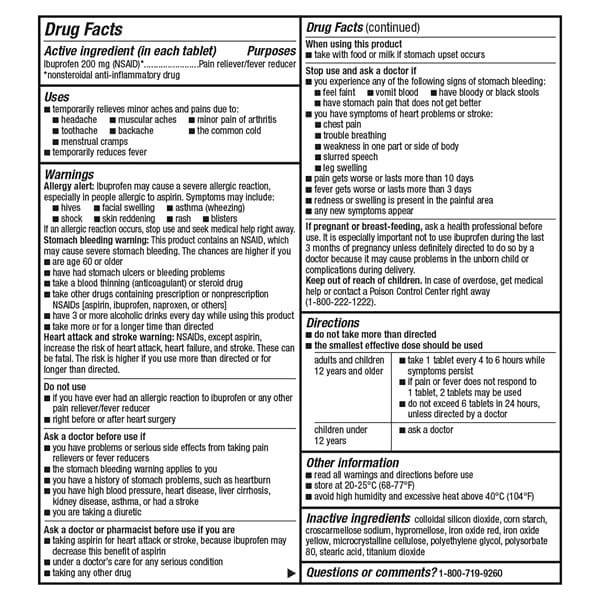 slide 15 of 29, Meijer Ibuprofen Tablets USP, Pain Reliever/Fever Reducer, 200 mg, 24 ct