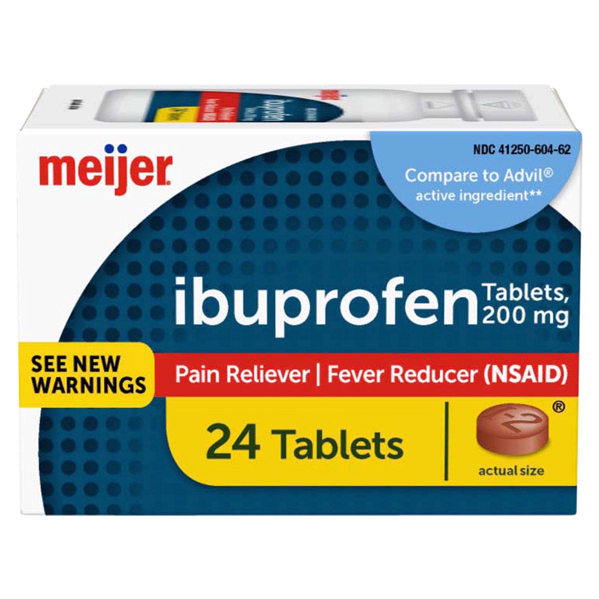 slide 1 of 29, Meijer Ibuprofen Tablets USP, Pain Reliever/Fever Reducer, 200 mg, 24 ct