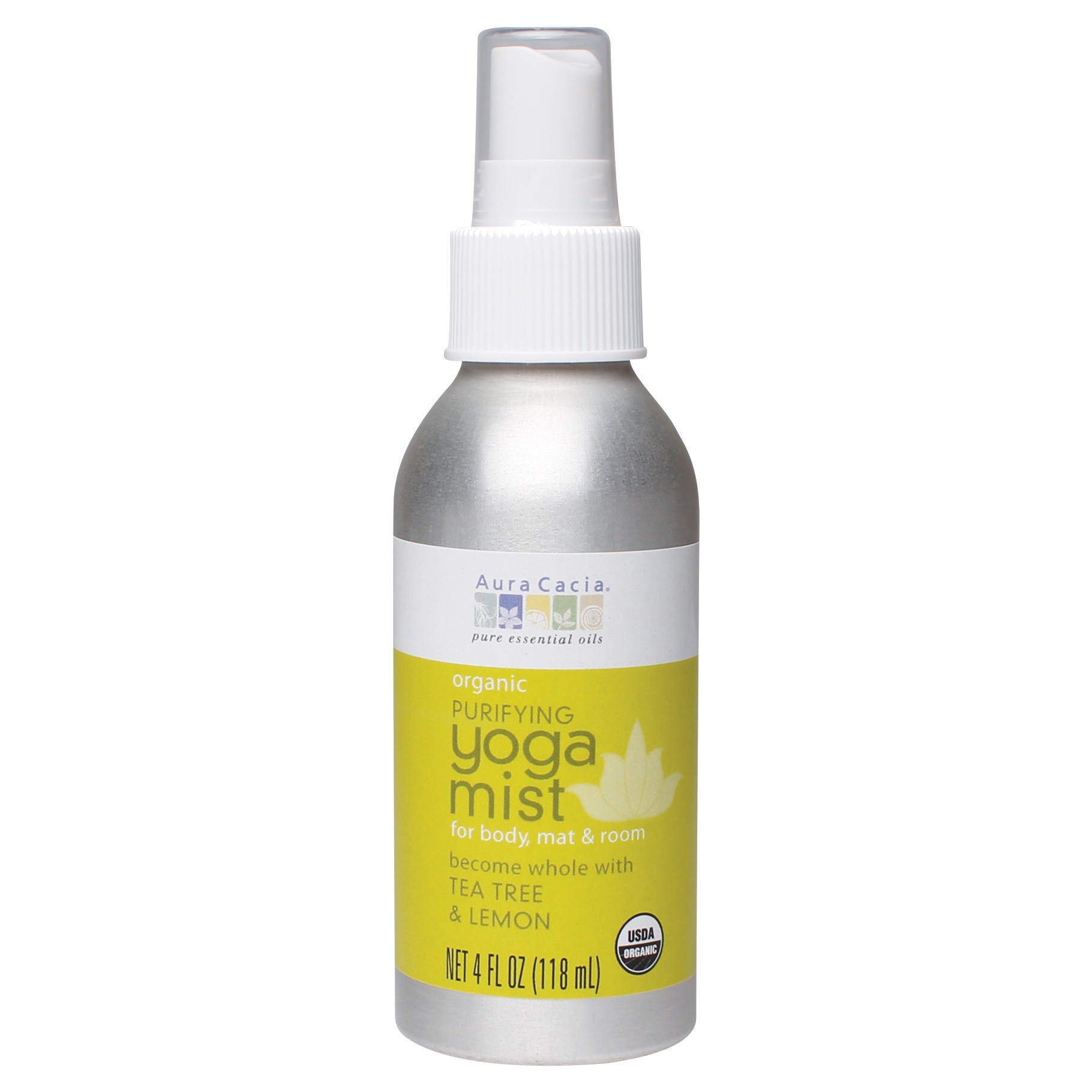 slide 1 of 1, Aura Cacia Organic Purifying Yoga Women's Mist With Tea Tree And Lemon, 4 oz