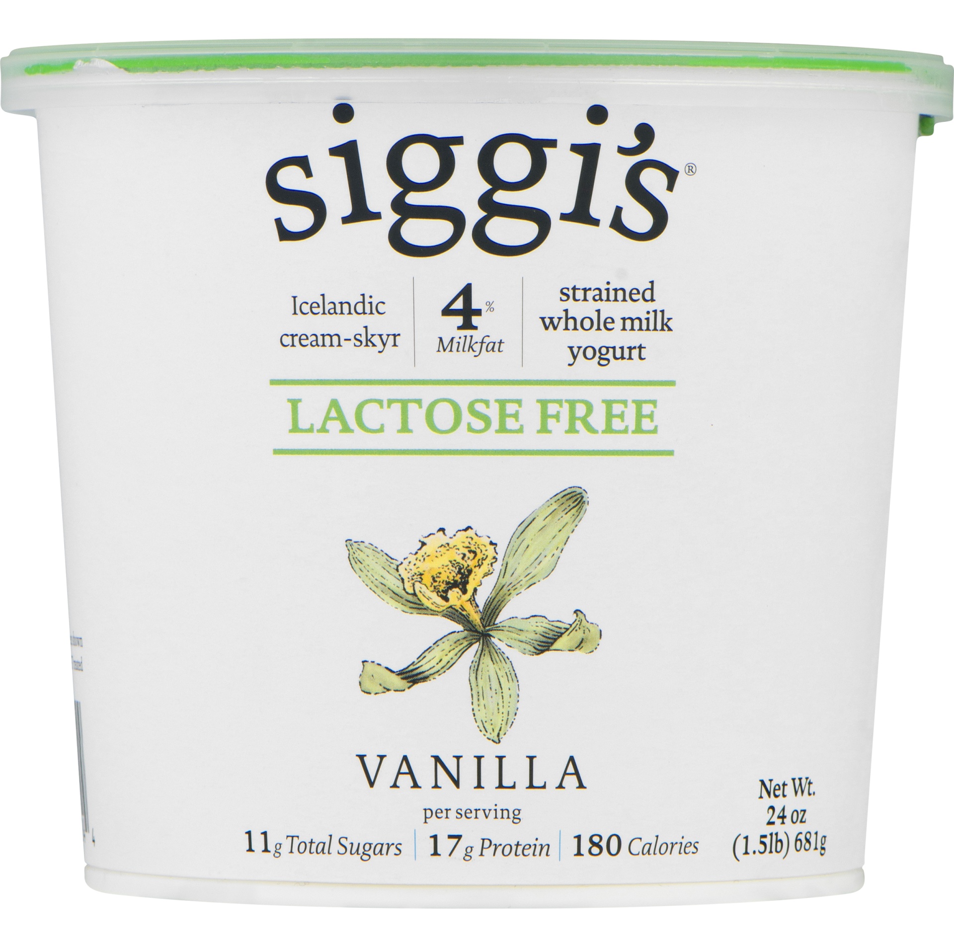 slide 1 of 1, Siggi's Lactose Free Vanilla Yogurt, 24 oz