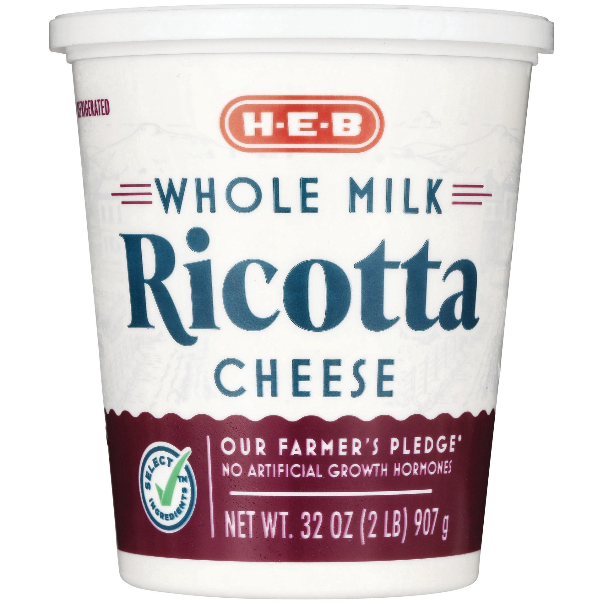 slide 1 of 1, H-E-B Whole Milk Ricotta Cheese, 32 oz
