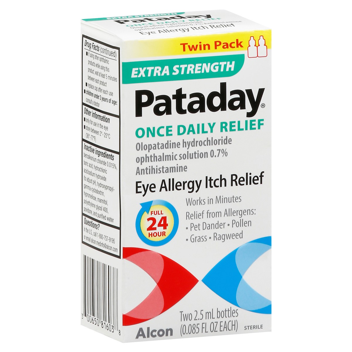 slide 2 of 9, Pataday Alcon Pataday Once Daily Extra Strength Eye Allergy Itch Relief Solution, 2 ct; 0.85 fl oz