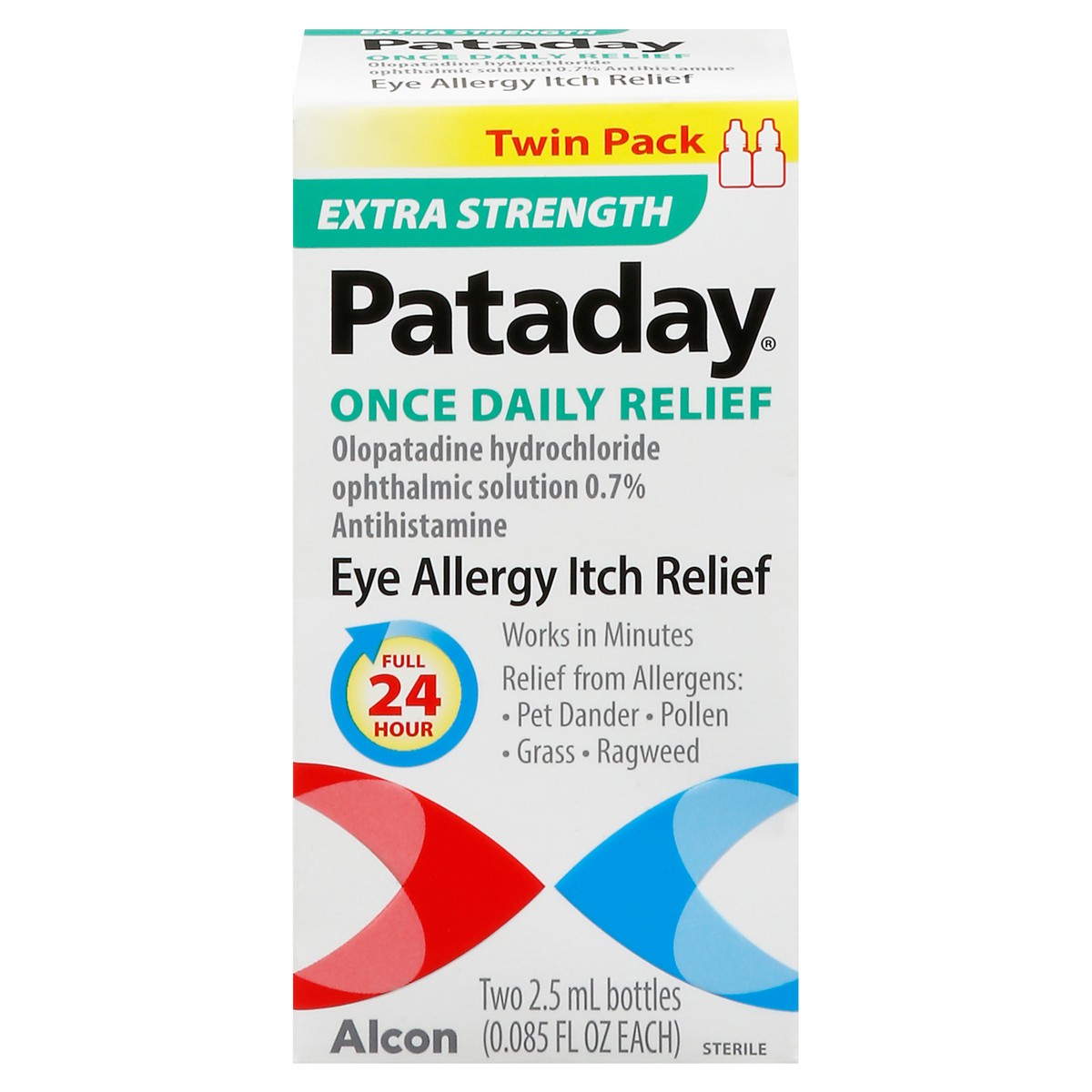 slide 1 of 9, Pataday Alcon Pataday Once Daily Extra Strength Eye Allergy Itch Relief Solution, 2 ct; 0.85 fl oz
