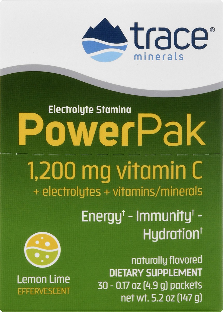 slide 1 of 1, Trace Power Pak Effervescent Lemon Lime Electrolyte Stamina 30 ea, 30 ct