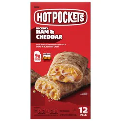 Hot Pockets Hickory Ham and Cheddar, Croissant Crust, Frozen Snack, 12 Pack