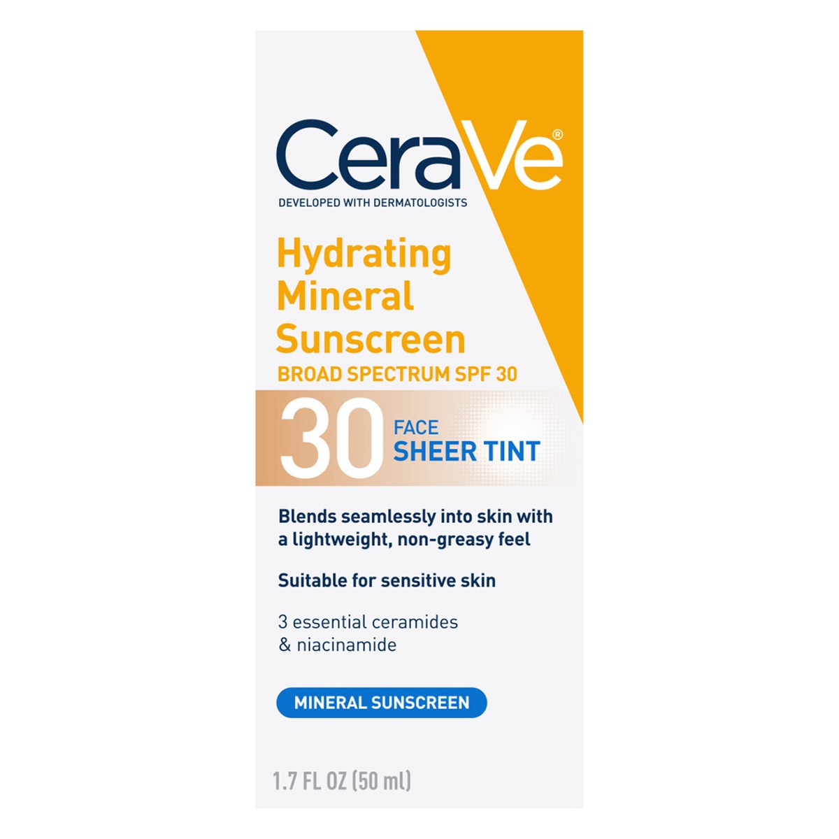 CeraVe Mineral Face Sunscreen Lotion SPF 30 Hydrating with Zinc Oxide