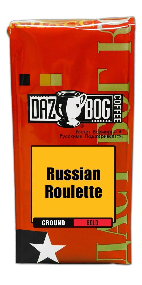 slide 1 of 1, Dazbog Russian Roulette Ground Coffee, 12 oz