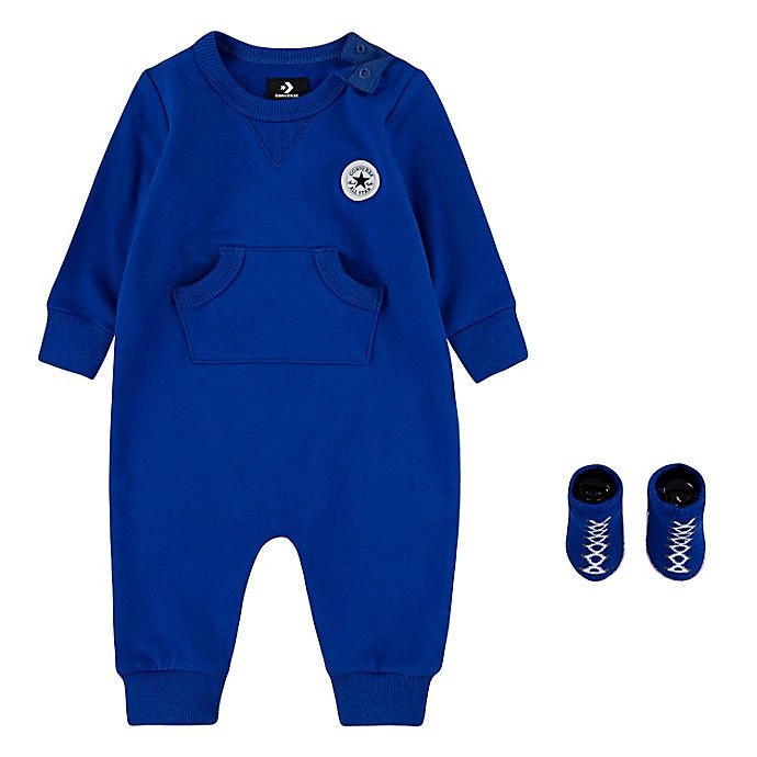 slide 1 of 2, Converse Newborn Lil Chuck Coverall and Bootie Set - Blue, 2 ct