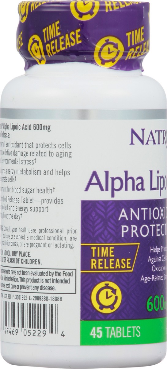 slide 7 of 9, Natrol, Alpha Lipoic Acid Capsules, Antioxidant Protection Supplement, 600 mg, 45 Count, 45 ct