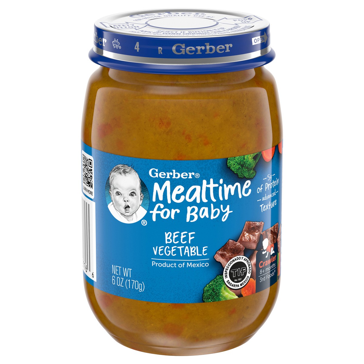 slide 3 of 9, Gerber Stage 3 Baby Food, Beef Vegetable, 6 oz Jar, 6 oz