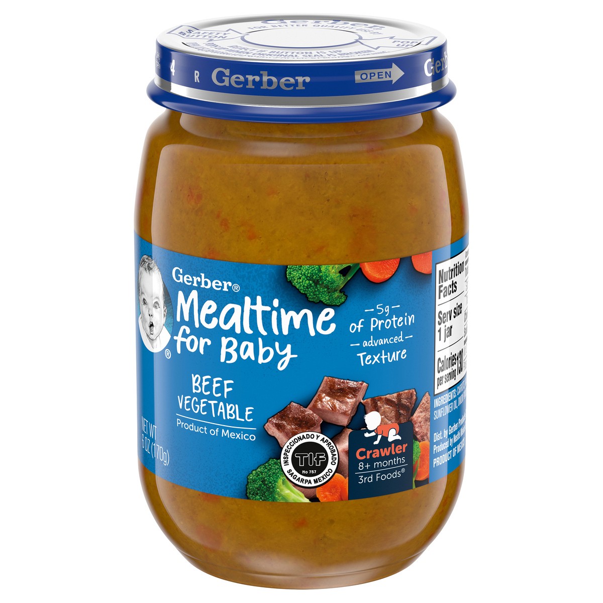 slide 2 of 9, Gerber Stage 3 Baby Food, Beef Vegetable, 6 oz Jar, 6 oz