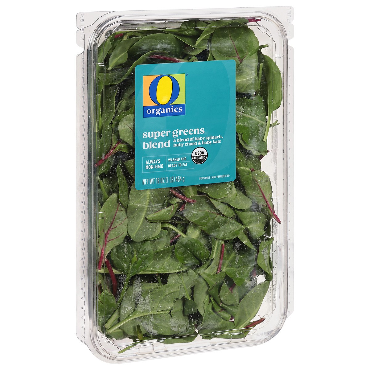 slide 2 of 9, O Organics Organic Super Greens Baby Spinach Baby Chard Baby Kale, 16 oz