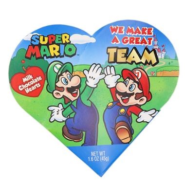 slide 1 of 1, Frankford Super Mario Heart Shaped Box with Valentine's Candy Chocolate Hearts, 1.6 oz