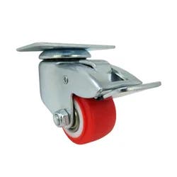 SuperSliders 2 in Polyurethane Swivel Caster with Brake Capacity, Red