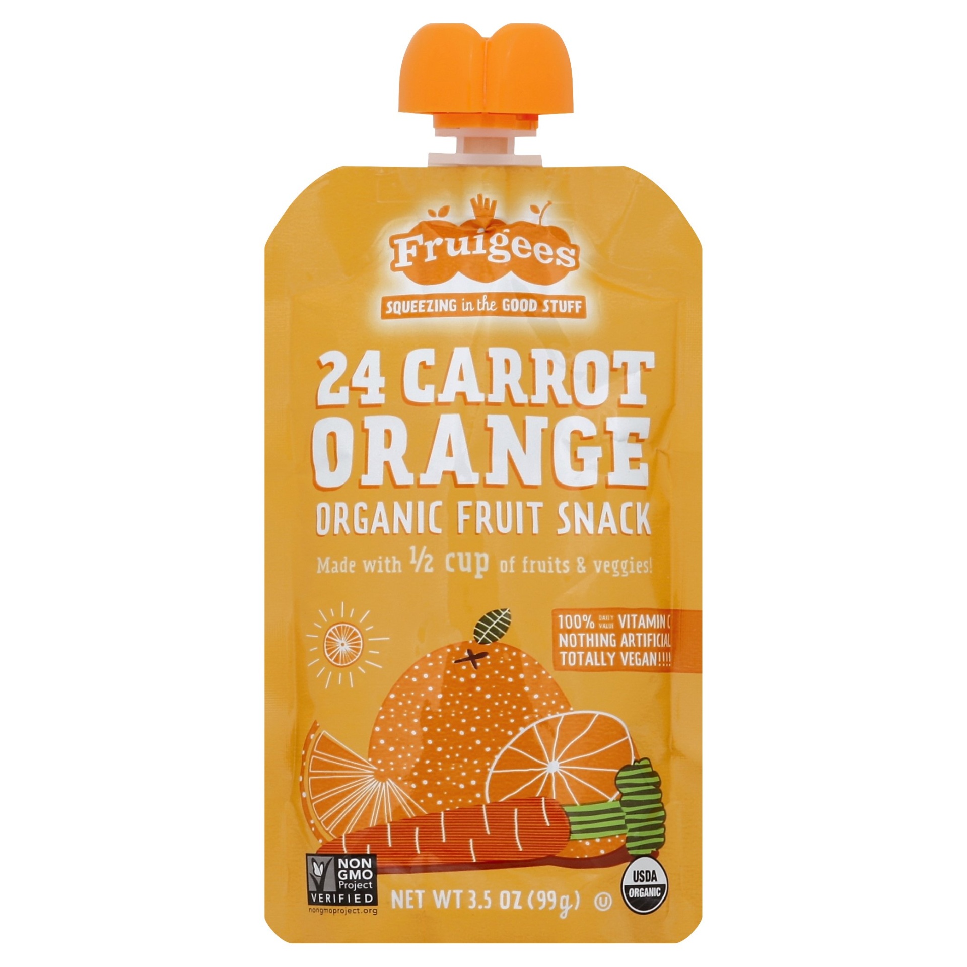 slide 1 of 2, Fruigees 24 Carrot Orange Organic Fruit Snack Squeeze Pack, 3.5 oz