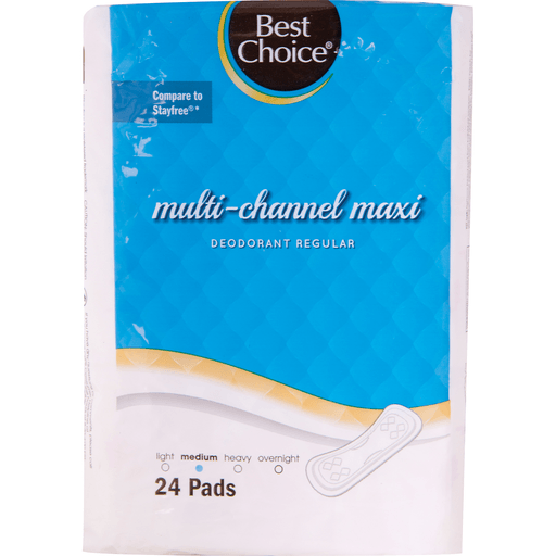 slide 1 of 1, Best Choice Multichannel Maxi Deodorant Regular Medium Pads, 24 ct