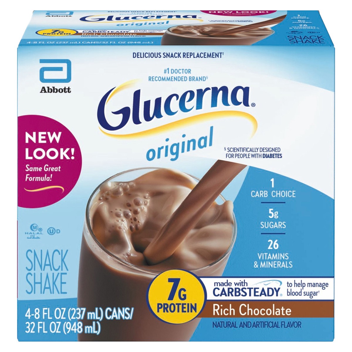 slide 1 of 4, Glucerna Chocolate Shake, 4/8 oz