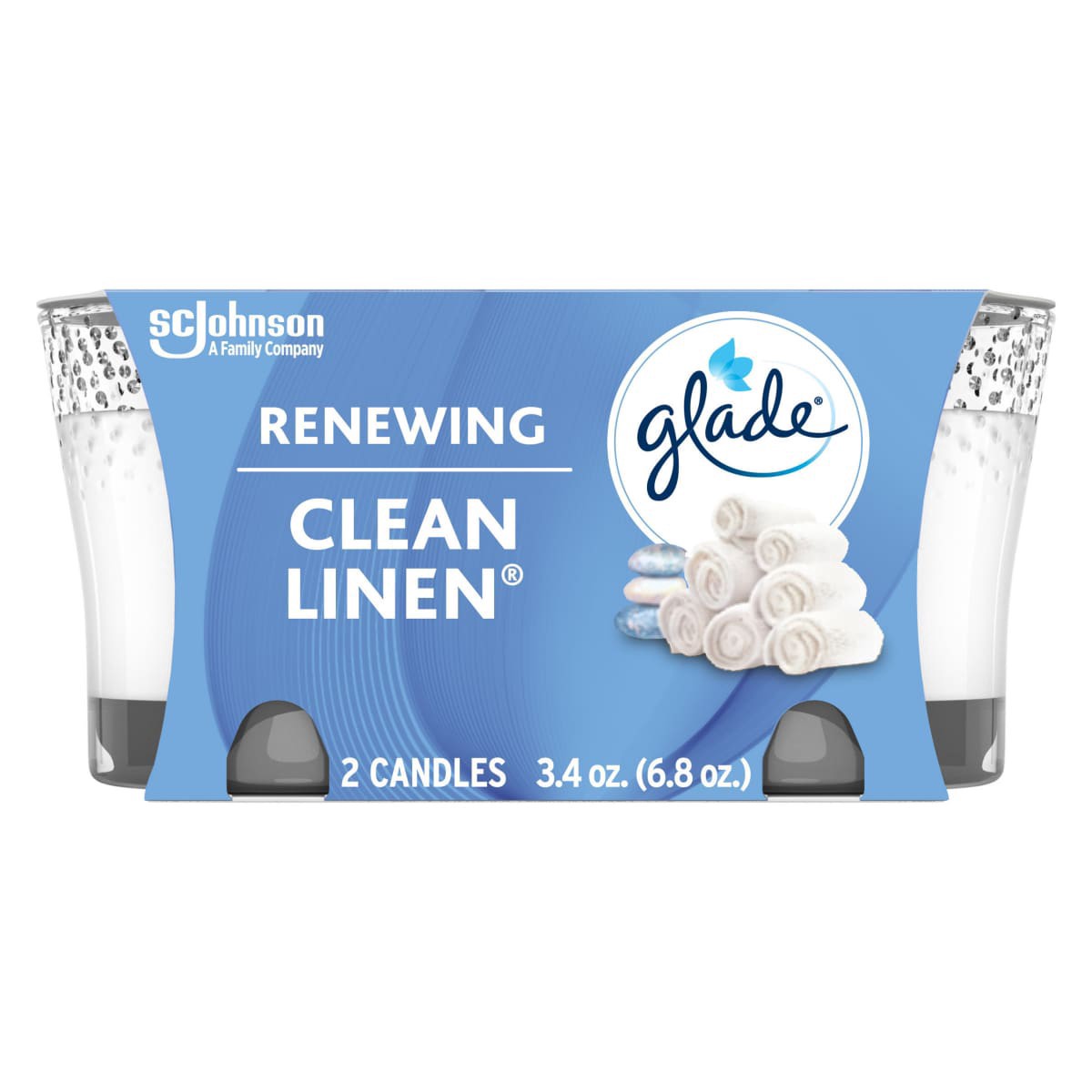 slide 1 of 1, Glade Jar Candle Air Freshener, Clean Linen, 6.8 oz, 2 ct, 2 ct; 6.8 oz
