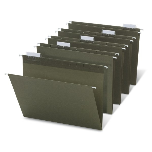 slide 1 of 1, Office Depot Brand Hanging Folders, 1/5 Cut, Letter Size, 100% Recycled, Green, Pack Of 25, 25 ct