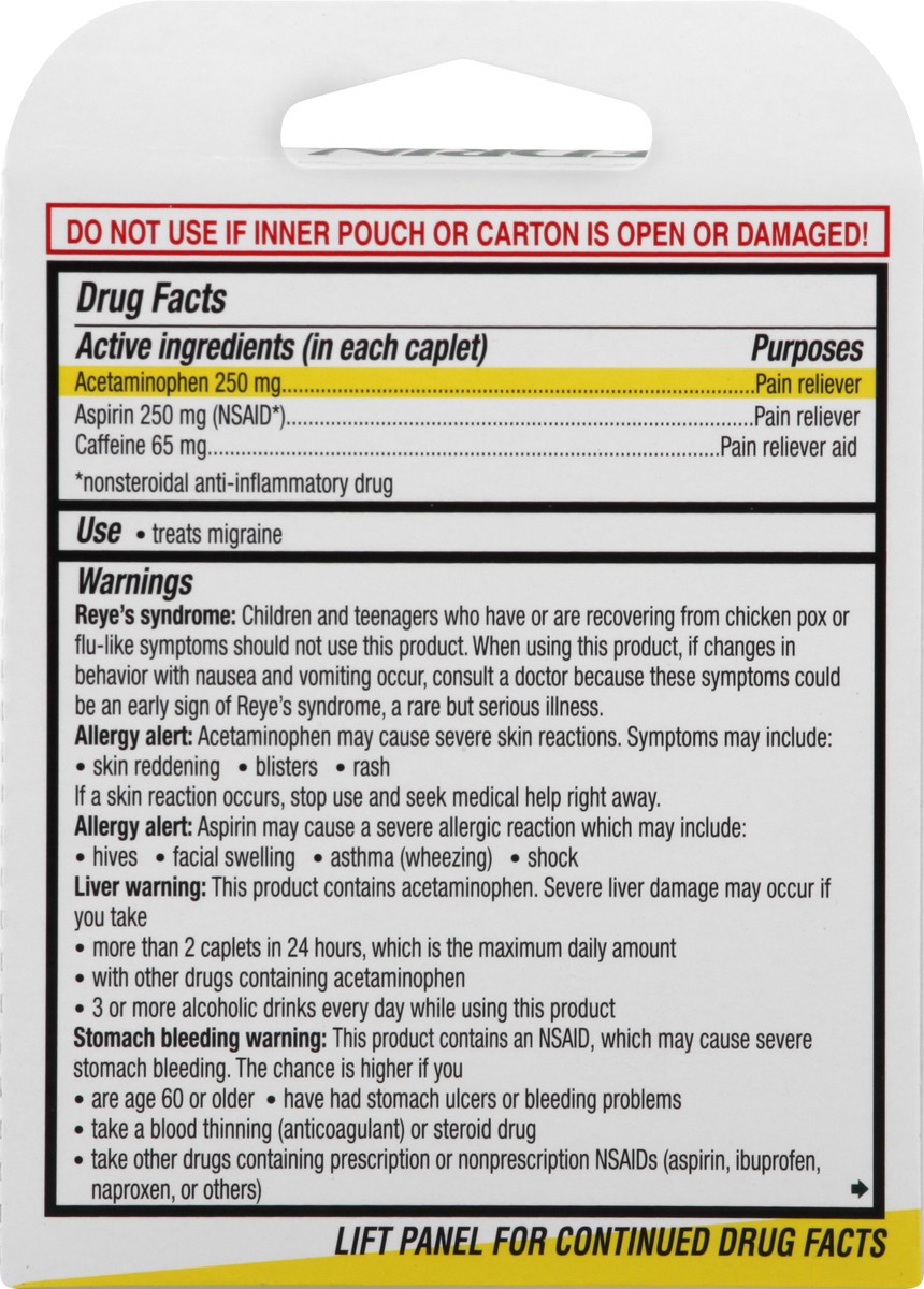 slide 3 of 11, Excedrin Pain Reliever, Migraine, Caplets, 6 ct