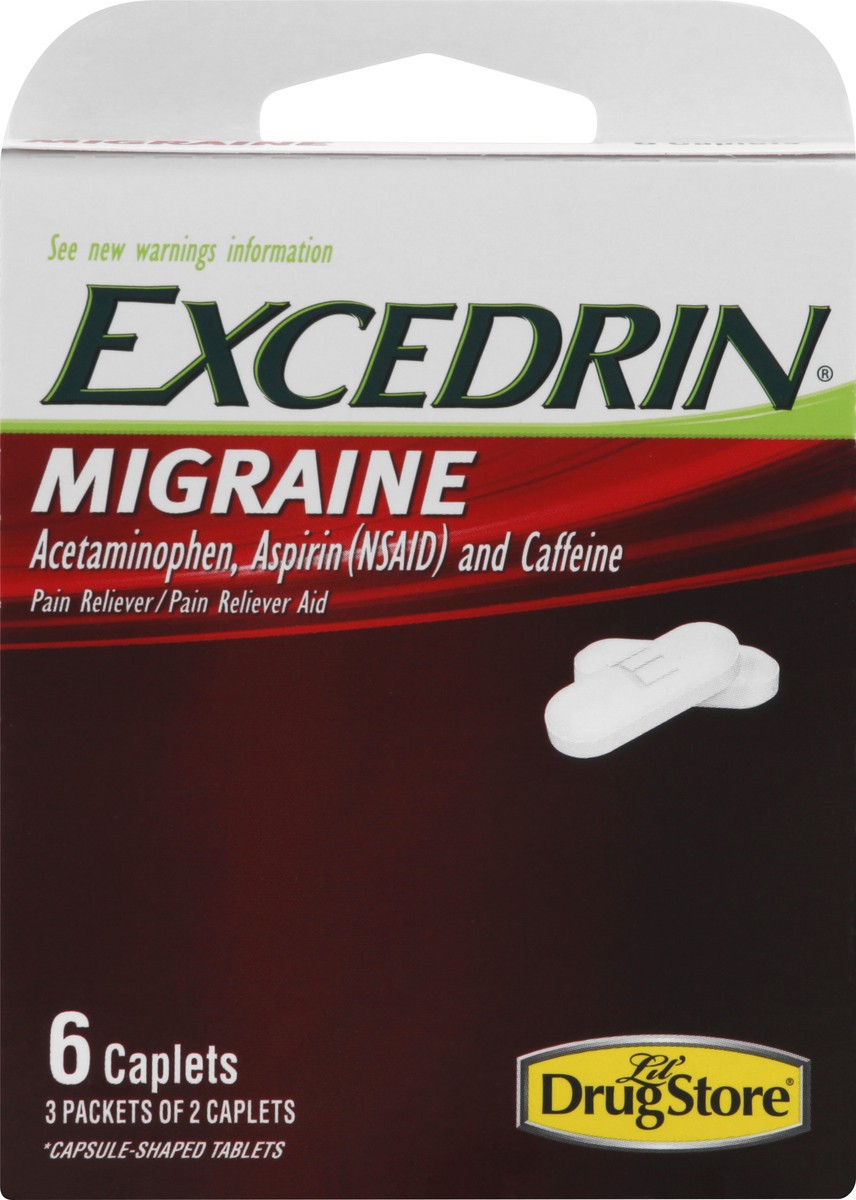 slide 4 of 11, Excedrin Pain Reliever, Migraine, Caplets, 6 ct