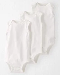 Littleplanet Baby 3-Pack Organic Cotton Bodysuits White 3M