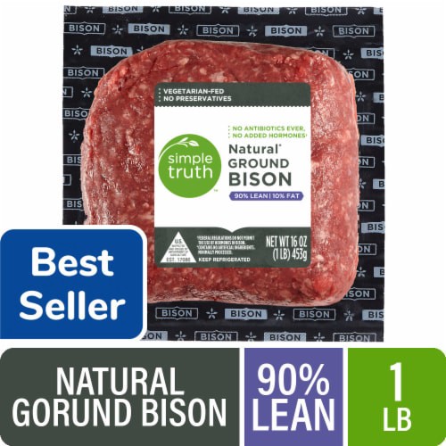 slide 1 of 6, Simple Truth 90% Lean Natural Ground Bison, 16 oz