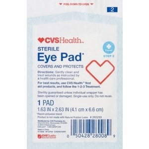 slide 1 of 1, CVS Health Sterile Eye Pad 1 5/8in X 2 5/8in, 1 ct