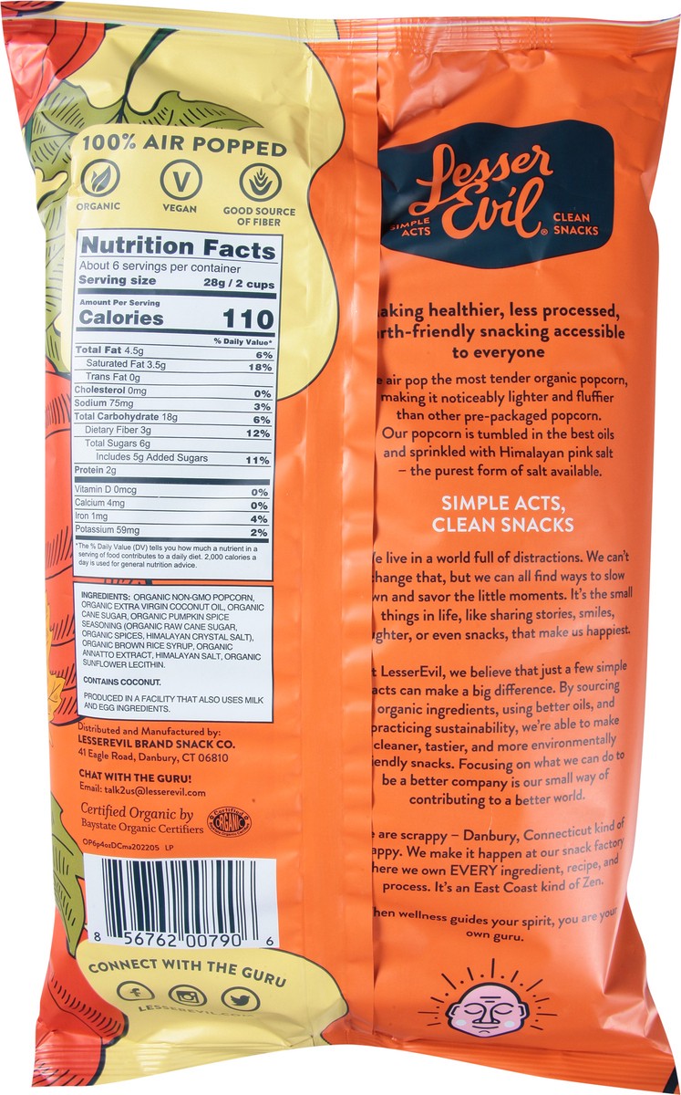 slide 9 of 9, LesserEvil Organic Pumpkin Spice Popcorn 6.4 oz, 6.40 oz