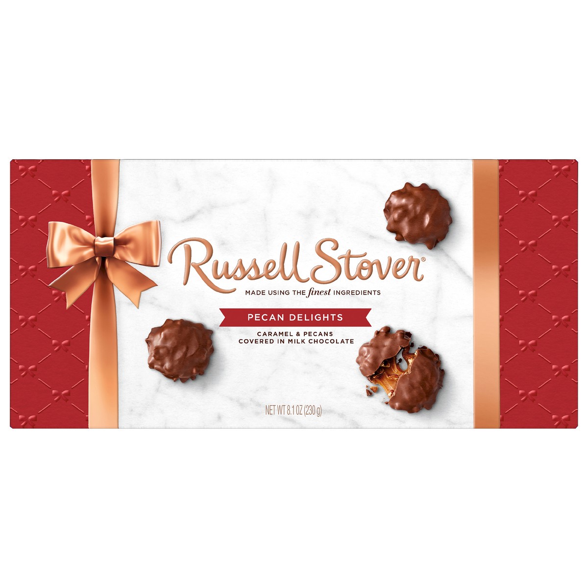 slide 1 of 8, RUSSELL STOVER Pecan Delights Milk Chocolate Gift Box, (9 pieces) - 8.1 oz, 8.1 oz