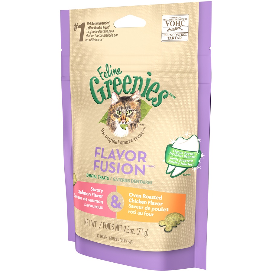 Feline Greenies Flavor Fusion Salmon & Chicken Dental Cat Treats 2.5 oz