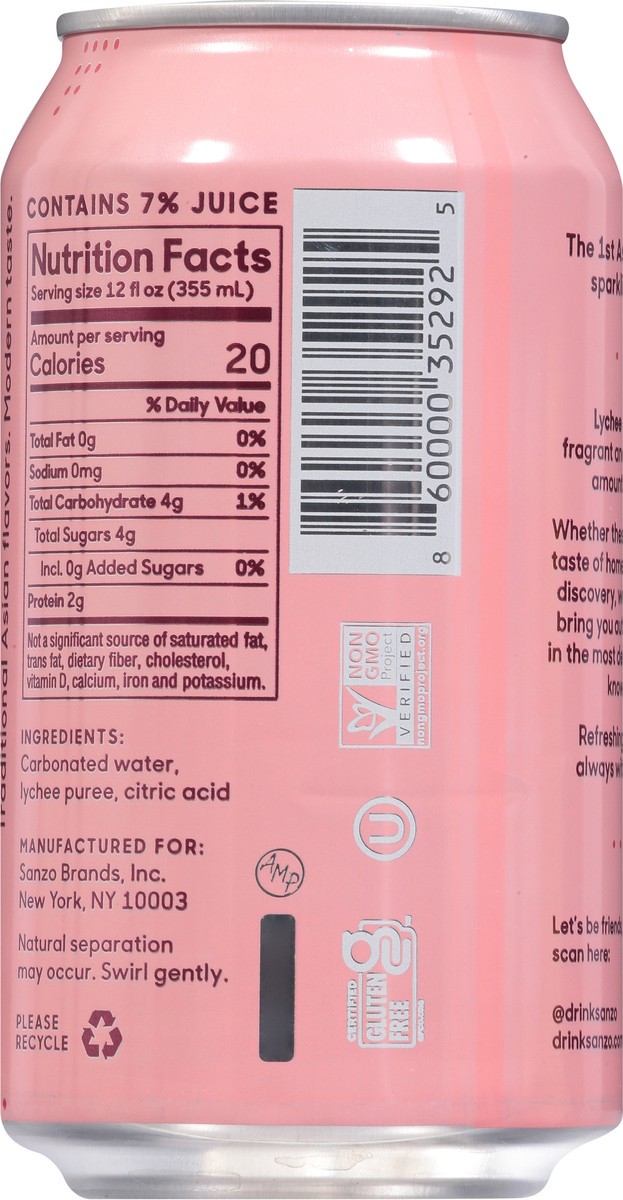 slide 5 of 9, Sanzo Lychee Sparkling Water 12 fl oz, 12 oz