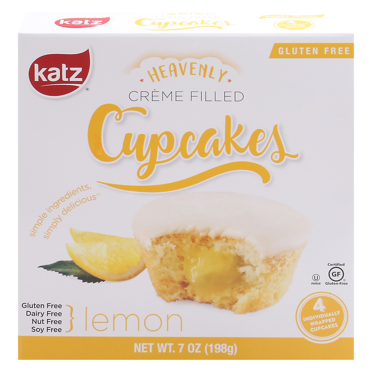 slide 1 of 12, Katz Gluten Free Lemon Filled Cupcakes, 7 oz