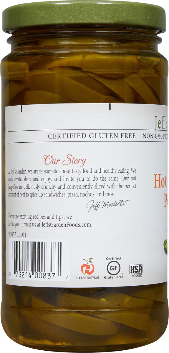 slide 2 of 7, Jeff's Garden Sliced Hot Jalapeño Peppers, 12 fl oz, 12 fl oz