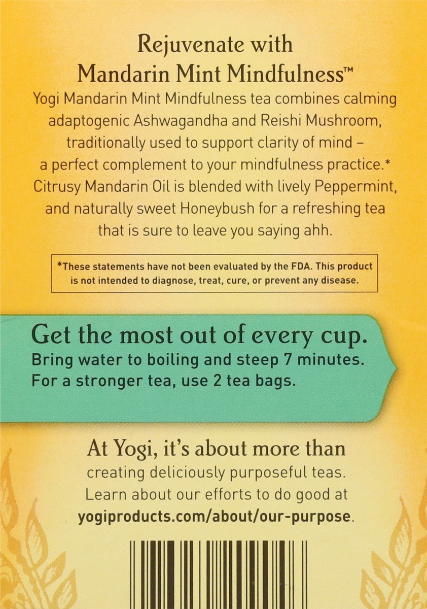slide 4 of 12, Yogi Mindfulness Mandarin Mint Herbal Tea Bags, 16 ct