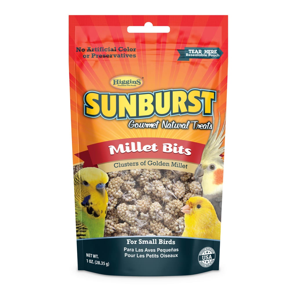 slide 1 of 1, Higgins Sunburst Millet Bits Gourmet Treats for Small Birds, 1 oz