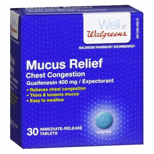 slide 1 of 9, Walgreens Mucus Relief Immediate Release Tablets 400Mg, 30 ct