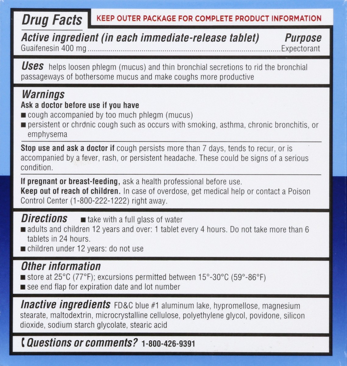 slide 5 of 9, Walgreens Mucus Relief Immediate Release Tablets 400Mg, 30 ct