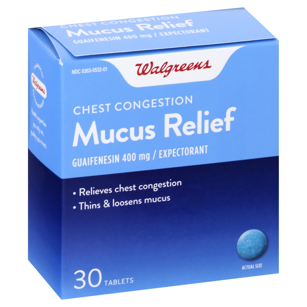 slide 4 of 9, Walgreens Mucus Relief Immediate Release Tablets 400Mg, 30 ct