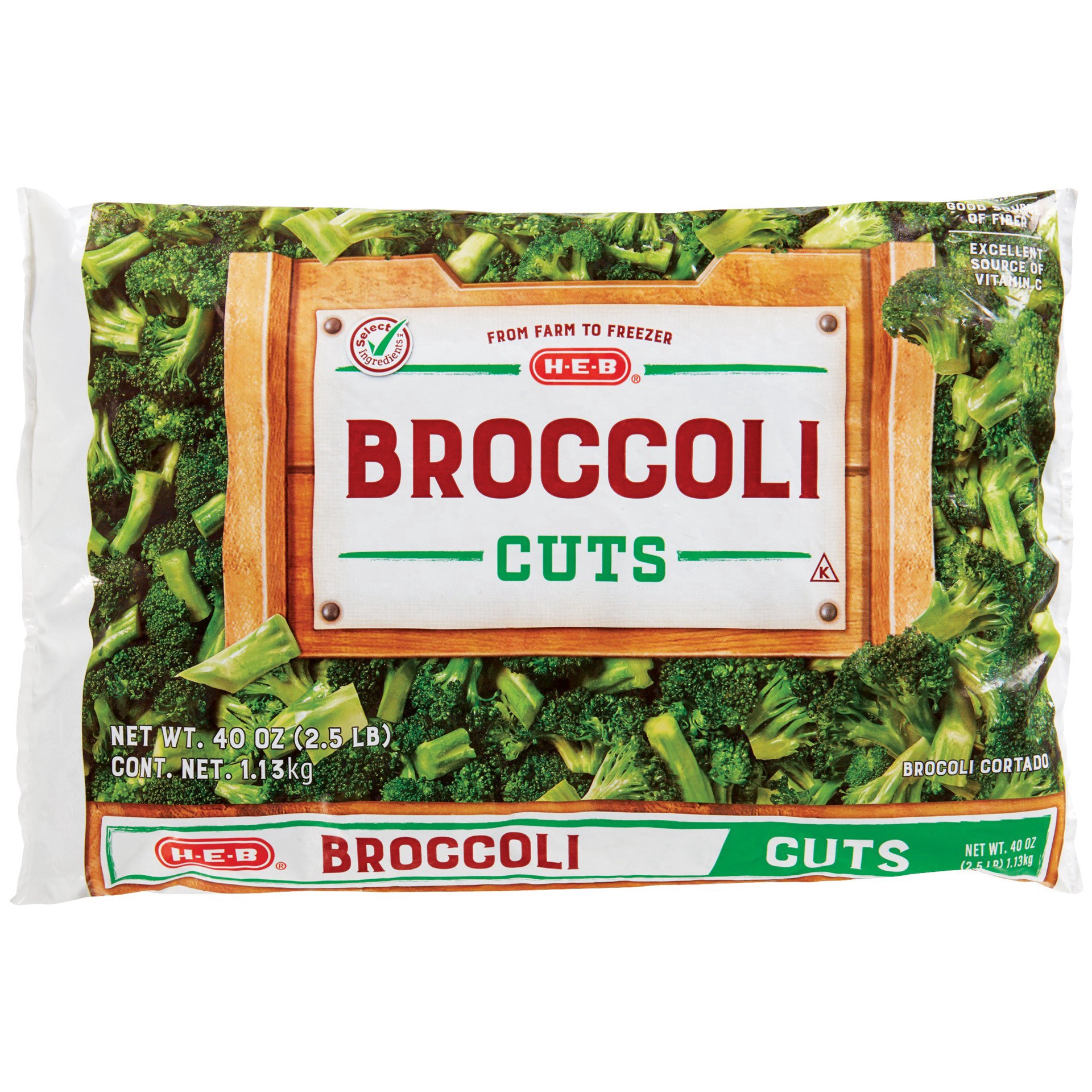 slide 1 of 1, H-E-B Broccoli Cuts, 40 oz